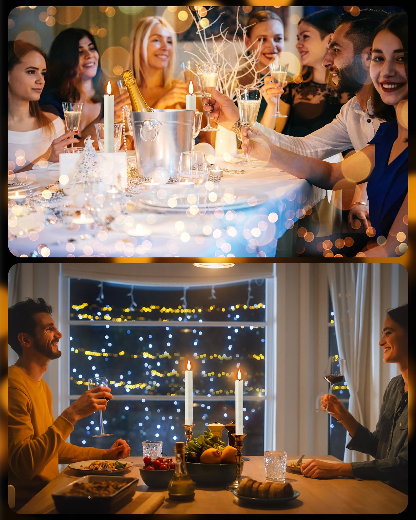 Funtery 24 Pieces 6.5" Flameless LED Taper Candles with Remote Timer Battery Operated Candles Bulk Short LED Candlestick Flickering for Graduation Father's Day Wedding Party Decor(Ivory,Classic Style)