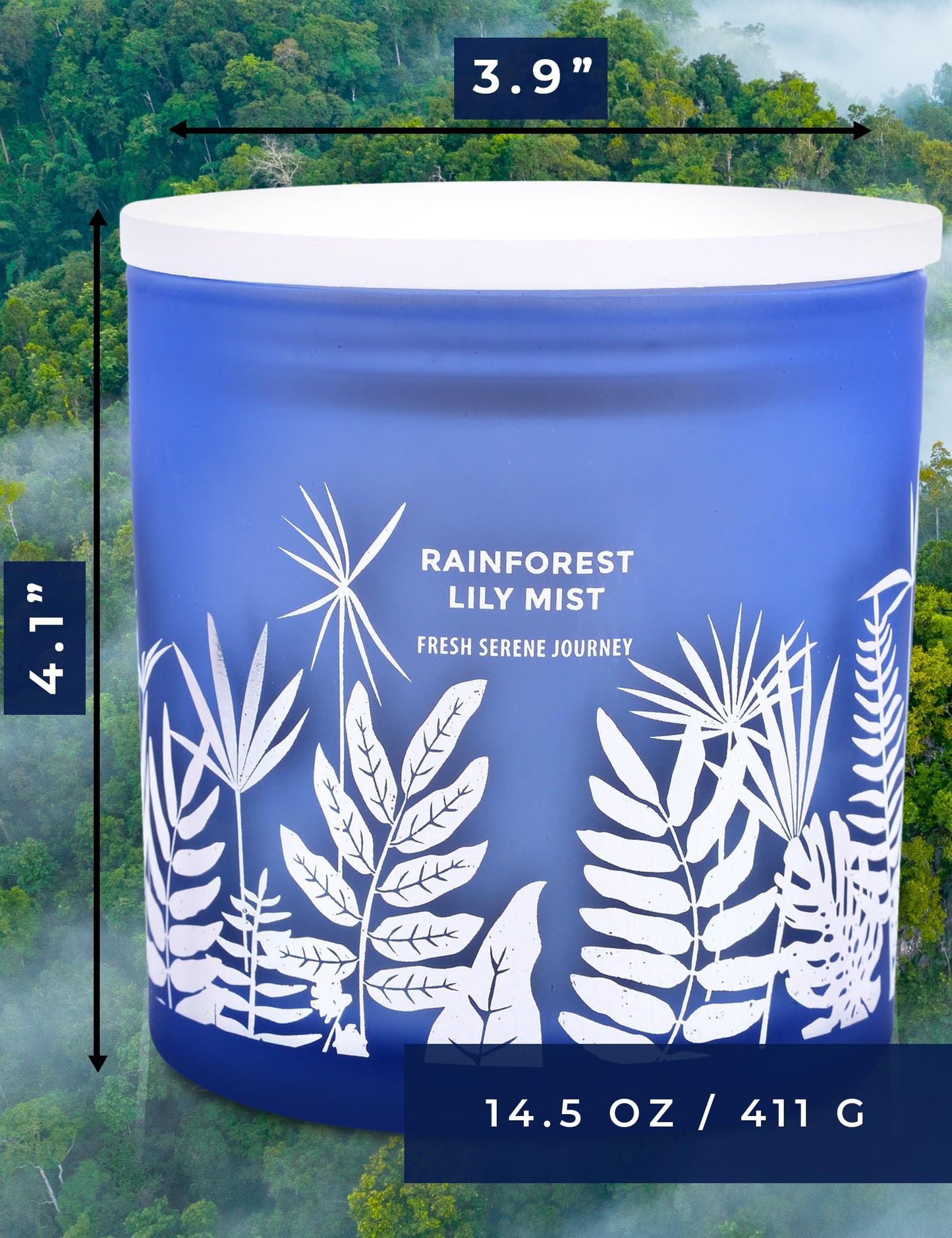 Large 3 Wick Scented Soy Candle for Home | Rainforest Lily Mist | 14.5oz Aromatherapy Spa Candle | Fresh Rain, Lily of the Valley, Jasmine & Cedarwood | Clean Burn Long Lasting | Gift for Women & Men