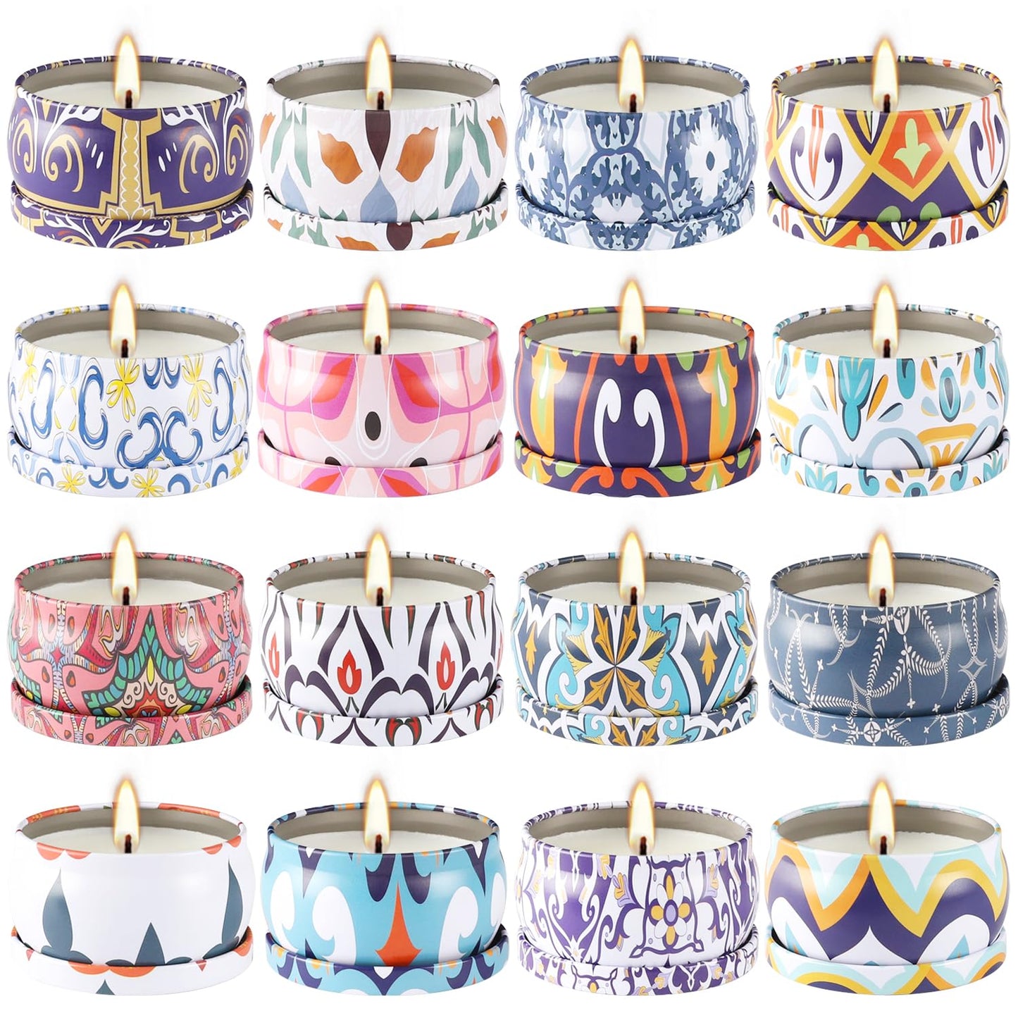 Wfmolcand 16 Pack Small Scented Candles Set-2.5 oz Aromatherapy Candle 100% Natural Soy Wax-Portable Travel Tin Candle for Woman Home Décor Birthdays Meditation