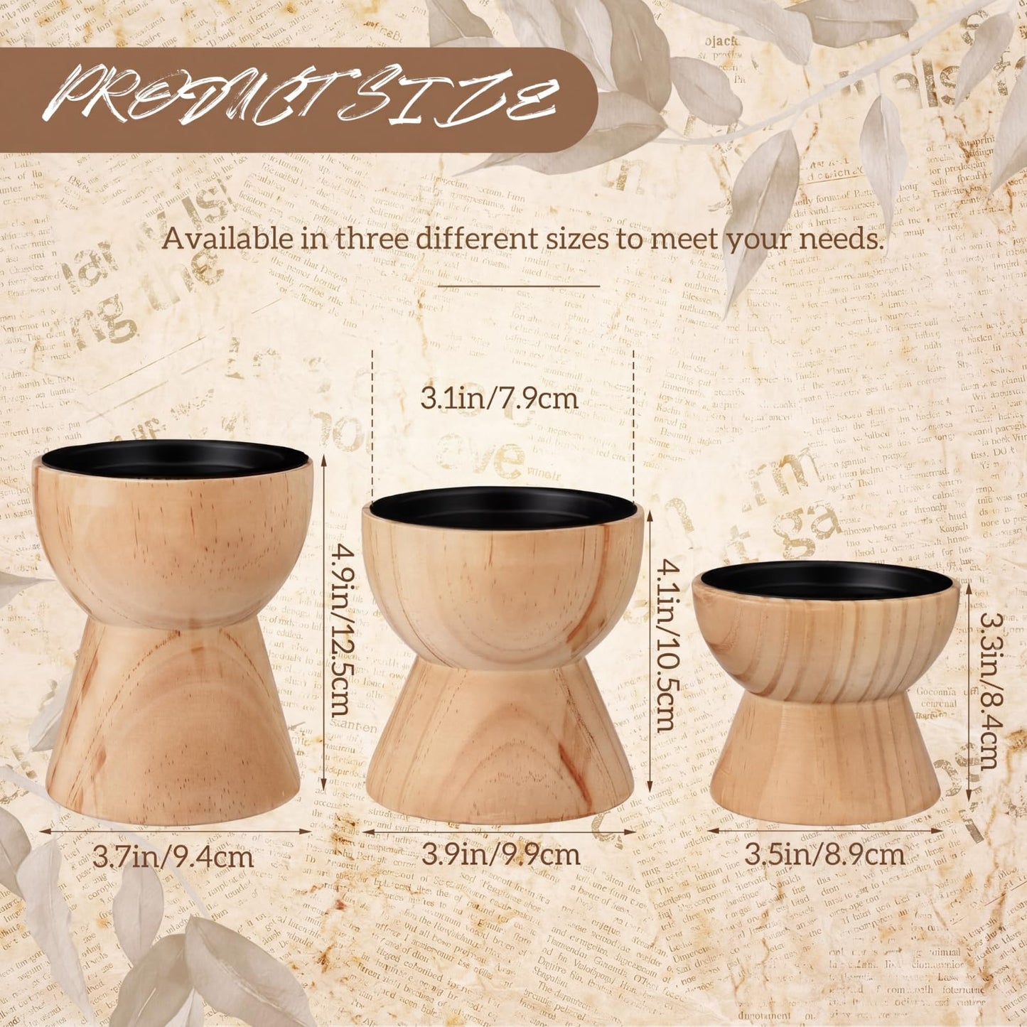 Mifoci Farmhouse Wooden Candle Pillar Holders Set of 3, Rusitc Brown Candle Holders for LED Flameless Pillar Candles Solid Wood Candlesticks Pedestal for Fireplace Mantle Table Centerpiece Decor