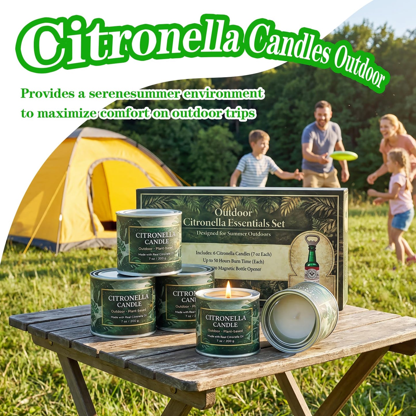 Citronella Candles Outdoor 6 Pack,42 Oz 300 Hours Long Lasting Burn Citronella Candles,Citronellas Candle Set with Fresh Citronellas Oil and Natural Soy Wax for Camping,Garden,Patio,Yard,Balcony
