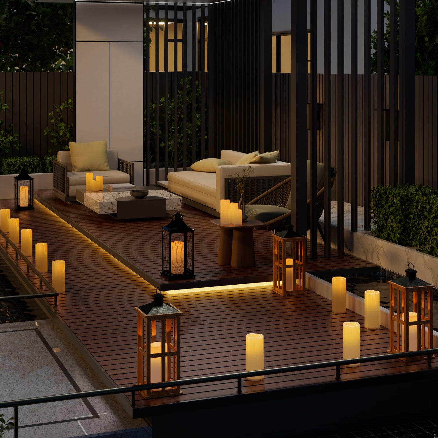 Yongmao 6" 8" 10" x 4" White Large Waterproof Outdoor Flameless Candles Battery Operated LED Flickering Pillar Candles with Remote and Timer for Indoor Outdoor Lanterns, Long Lasting, Set of 3