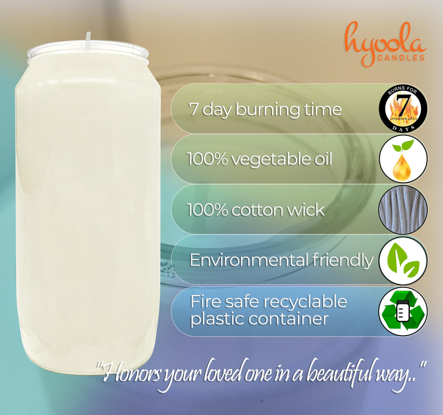 Hyoola 7 Day White Prayer Candles, 20 Pack - 6" Tall Pillar Candles for Religious, Memorial, Party Decor, Vigil and Emergency Use - Vegetable Oil Wax in Plastic Jar Container