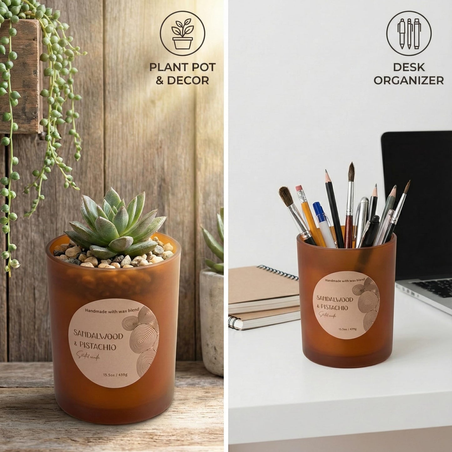 Signature Scented Candle 15.5oz – CW Studio Color Glass Jar — Hand-Poured Soy & Paraffin Wax – Clean Burn, Smokeless, Up to 30 Hours, Home Decor & Gift Giving