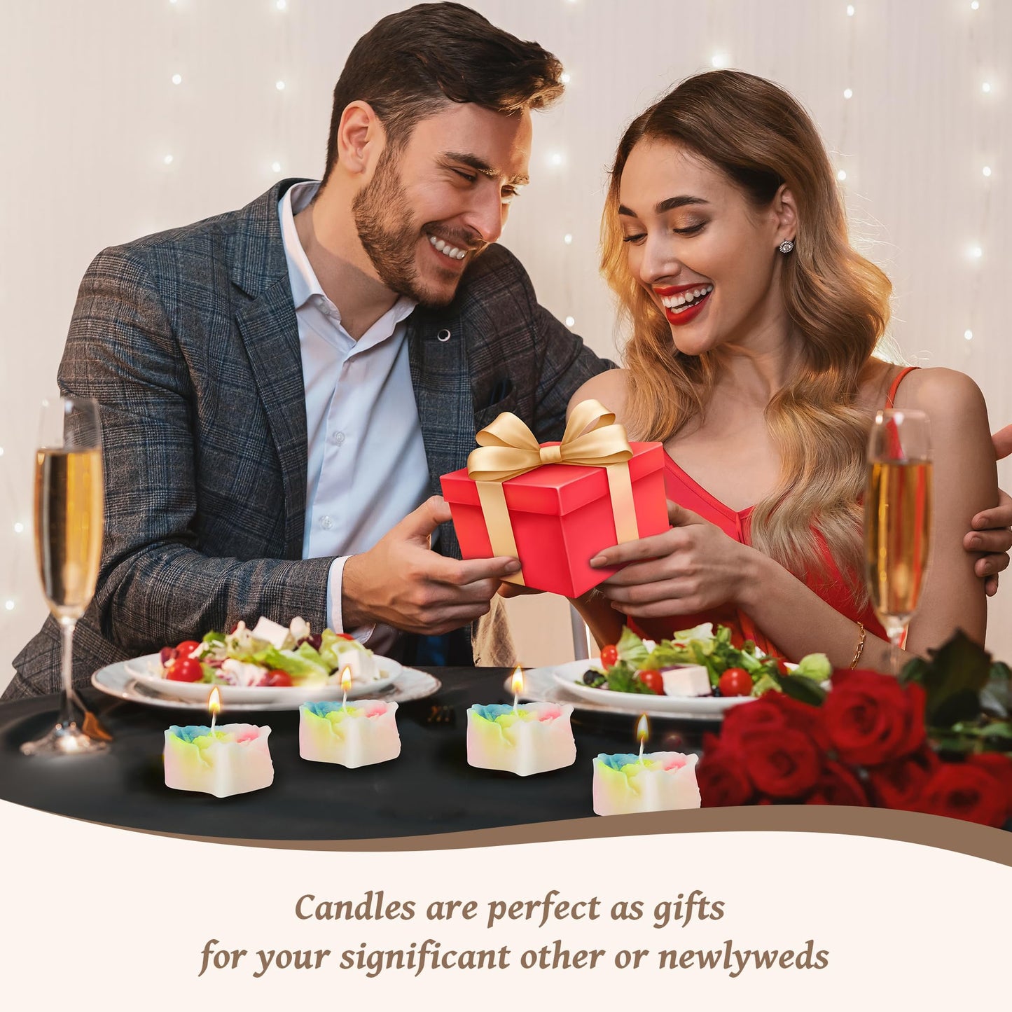 SUPXYC 4PCS Low Temperature Candle, Low Heat Body Safe Candles Wax Play, Romantic Wax Play Candles, Flower Shaped Scented Candle for Couples (Heart Shape, Fluorescence)