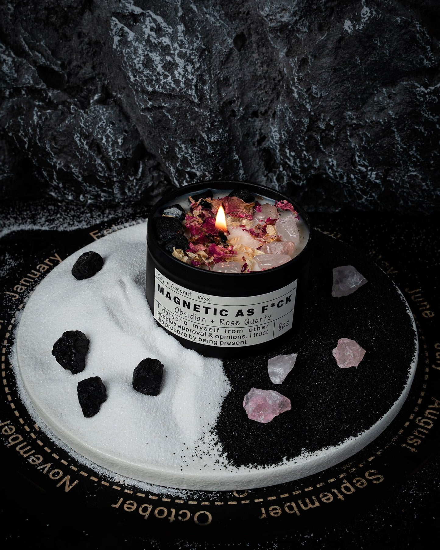 Magnetic AS F*CK, Hande Made Chakra Candle, Magic Attraction, Manifestation Crystal, Self Love, Ritual Meditation (8oz).