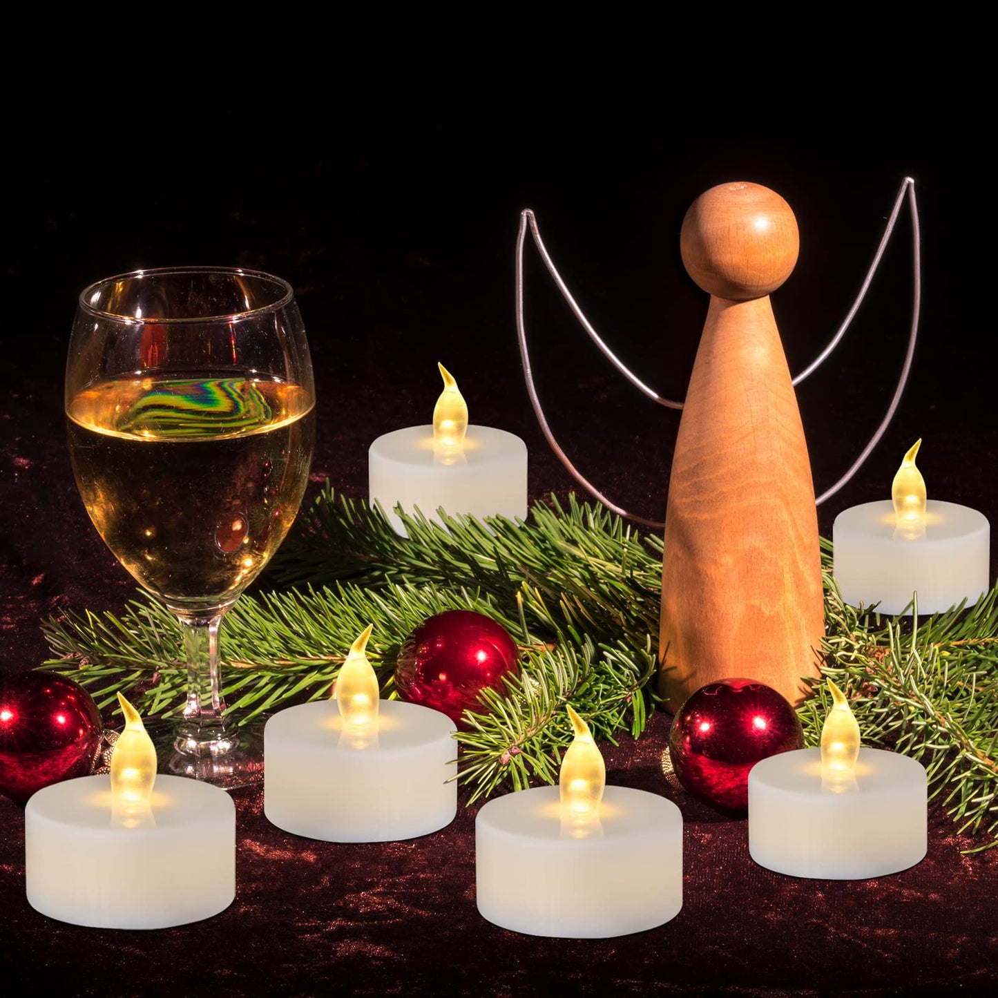 redfruit 24 Pack Flameless Tealight Candle: Battery - Powered Tea Light Candles,Bright Flickering Holiday Gift Electric Tealights Candles,for Seasonal & Festival Celebration,Warm Yellow Light.