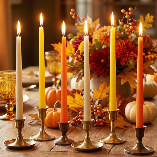 W&LESVAGO 12 Inch Orange Taper Candles Set of 6 Unscented Smokeless Long Tall Tapered Candle for Candlesticks Sticks Wedding Advent Home Decor Dinner Christmas
