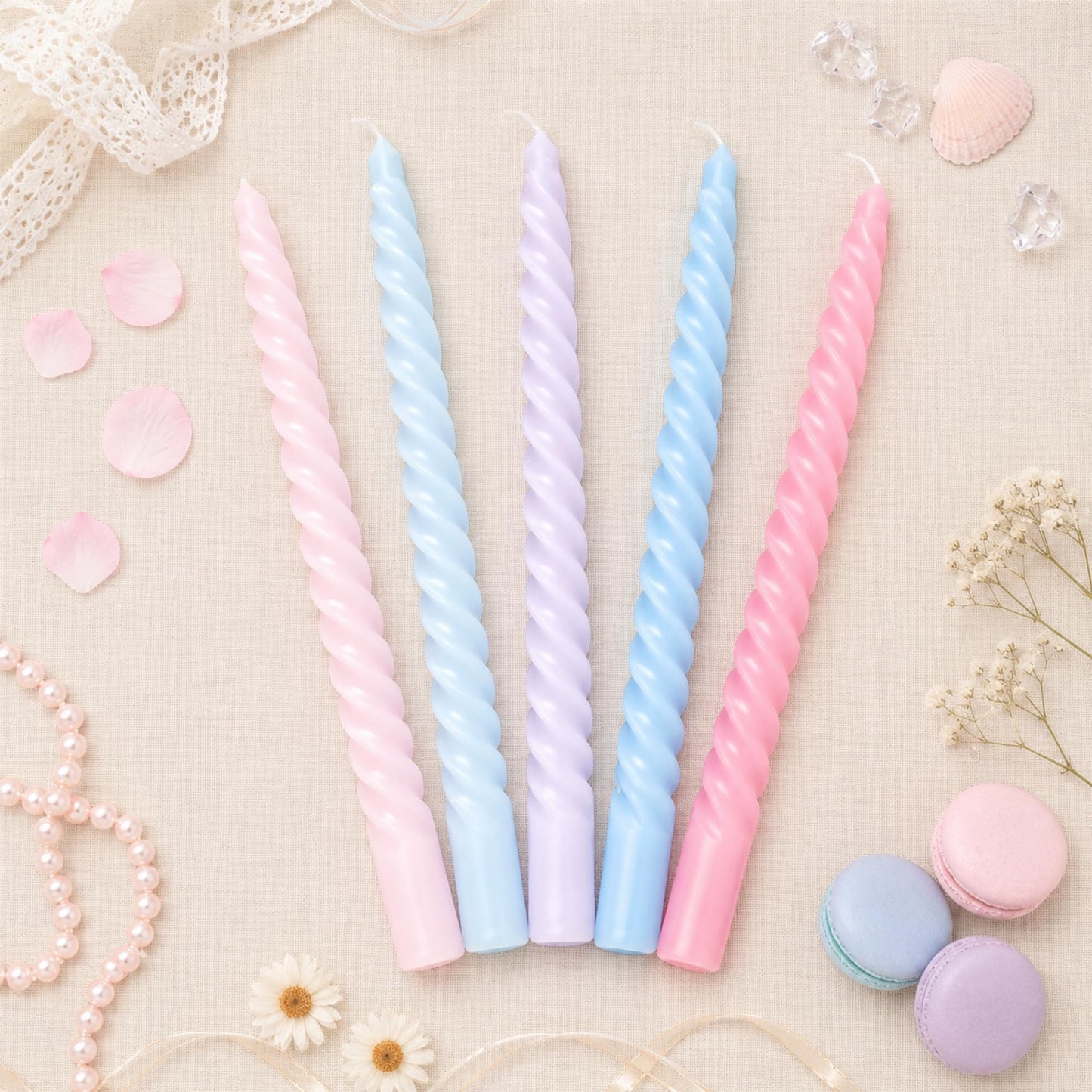 10 Inch Cream Candy Taper Candle Set, 10 Pack Elegant Unscented Dripless Candlesticks for Family Dinner Parties Home Decoration Picnic