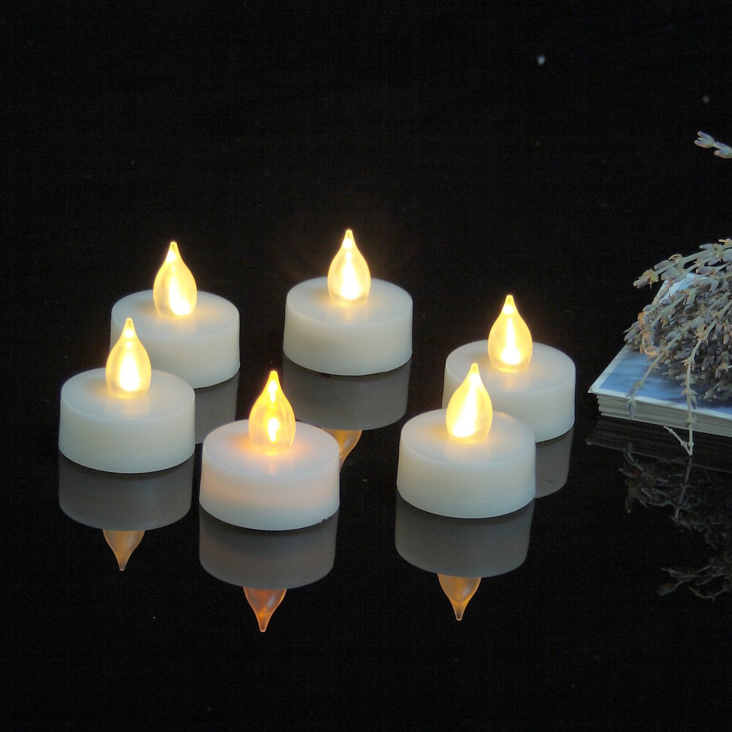 6 Flameless Tealight Candles with Remote and Timer Flickering Battery Operated Electric LED Tea Lights Halloween Jack-O-Lantern Pumpkin Wedding Centerpieces Christmas Party Decorations Batteries Incl.