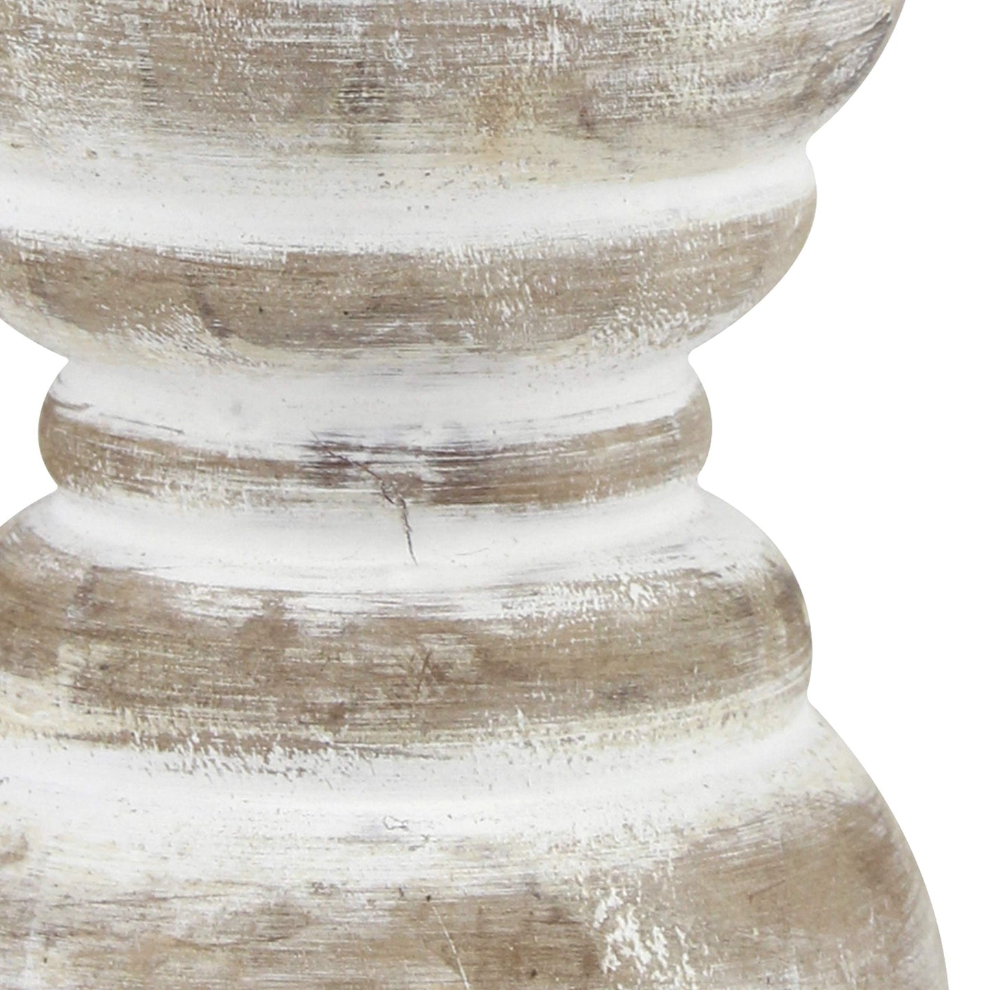 Stonebriar Antique White Wooden Pillar Candle Holder, Vintage Seaside Pillar Stand for Dining Table Centerpiece, Coffee Table, Mantel, Or Any Table Top, Small