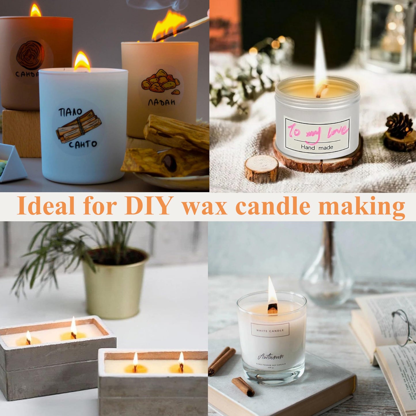 100pcs Wooden Candle Wicks 5.1 x 0.5 Inch, Smokeless Cherry Wood Wicks with Metal Clips, Includes Wick Trimmer, Perfect for Candle Making Kit and Soy Wax Candlemaking