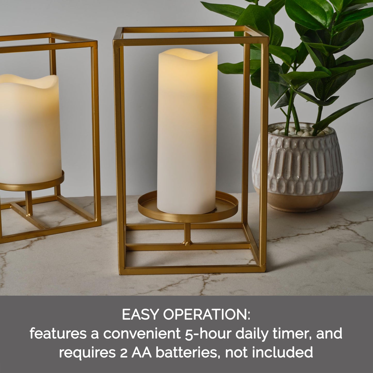 Mikasa 3x8 Inch White LED Wax Pillar Candle with Flickering Flame and Timer - Flameless Battery Operated Real Wax Candle for Home Decor, Weddings, Holidays, and Centerpiece Displays