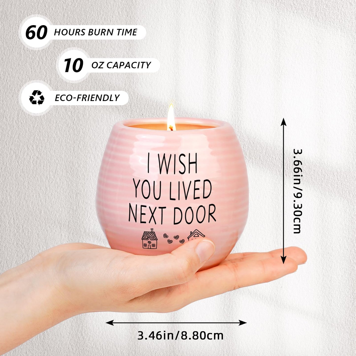 Best Friend Birthday Gifts for Women, Birthday Gifts for Women, BFF, Bestie, Her, Best Friend, 10 Oz Handmade Ceramic Candle Jar, I Wish You Lived Next Door, Lavender Candles, Long Distance Gift