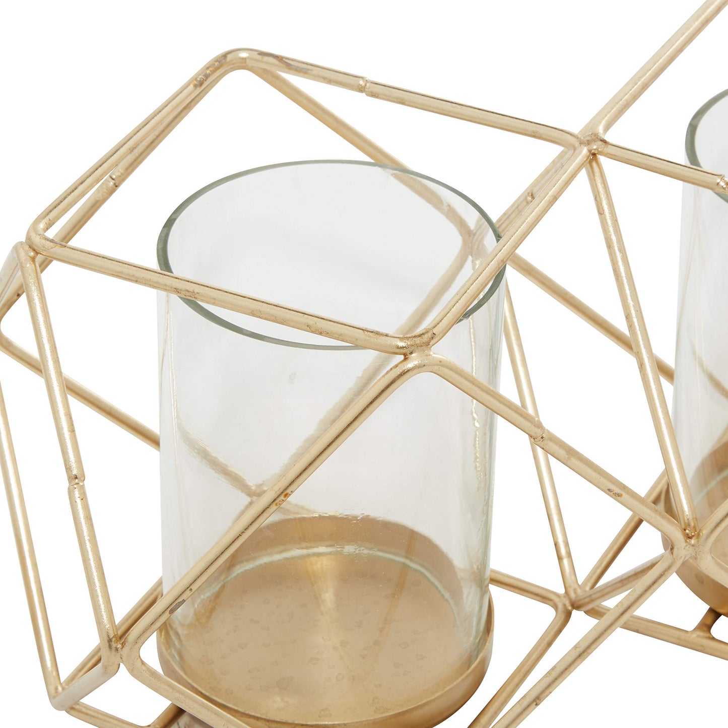 Deco 79 Modern Metal Solid Candle Holder, 15" x 5" x 5", Gold