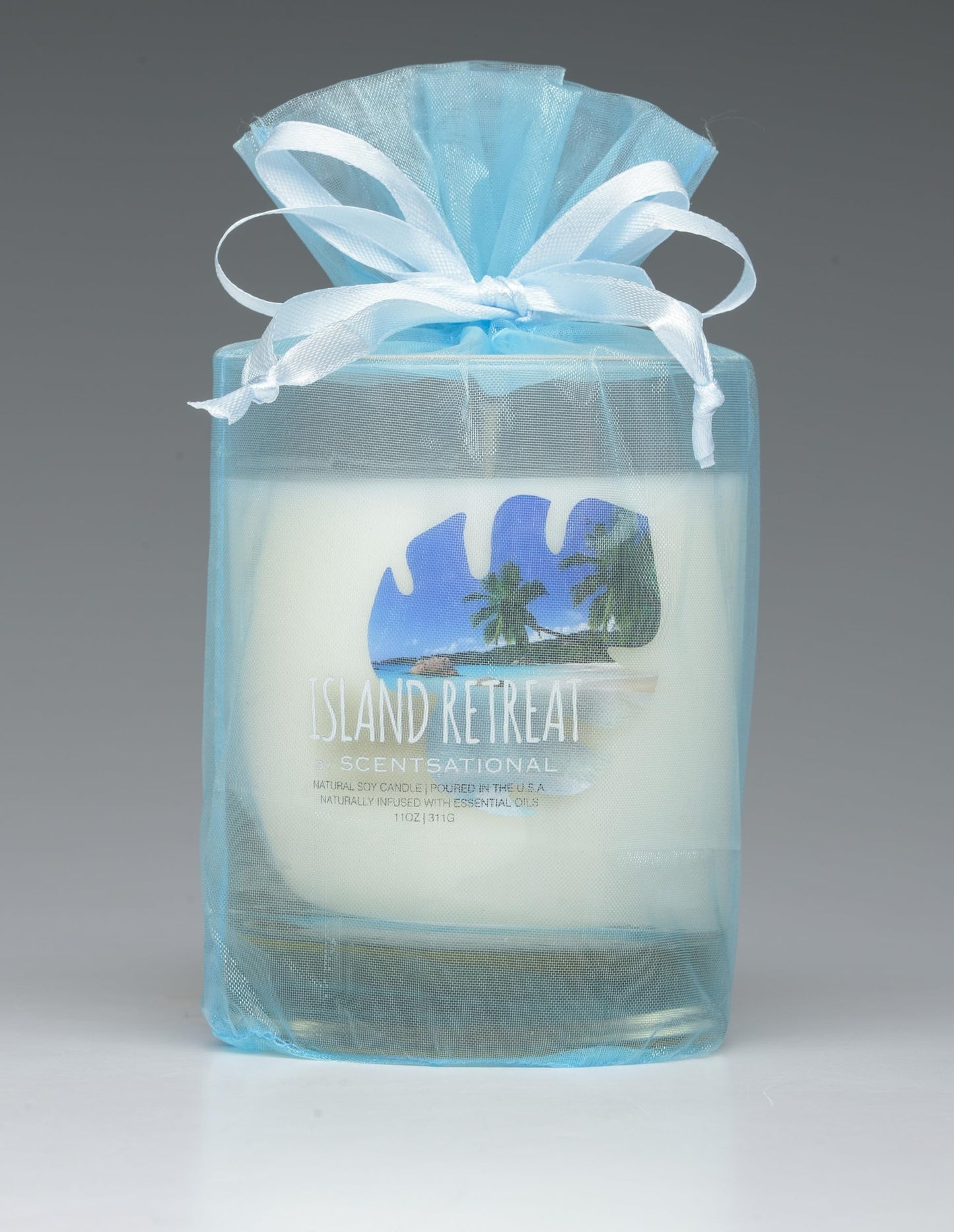 Scentsational Island Retreat Natural Soy Candle, 11 oz Glass Jar, 50-60 Hour Burn Time, Gift Wrapped