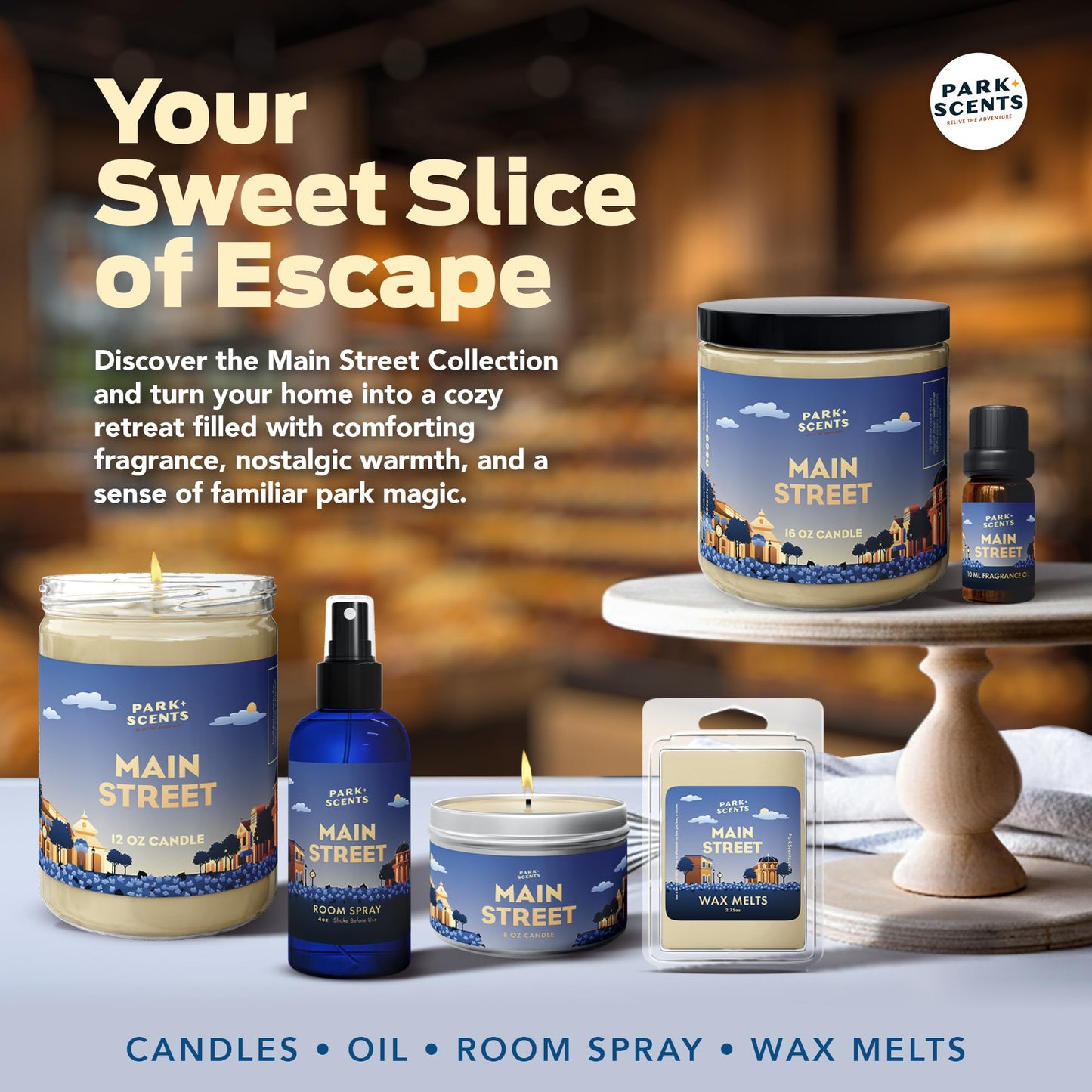 Park Scents Disneyland Main Street Inspired Scented Vanilla Candle - Handmade Soy Candle, Long Lasting, Warm, Sweet Aroma for Home