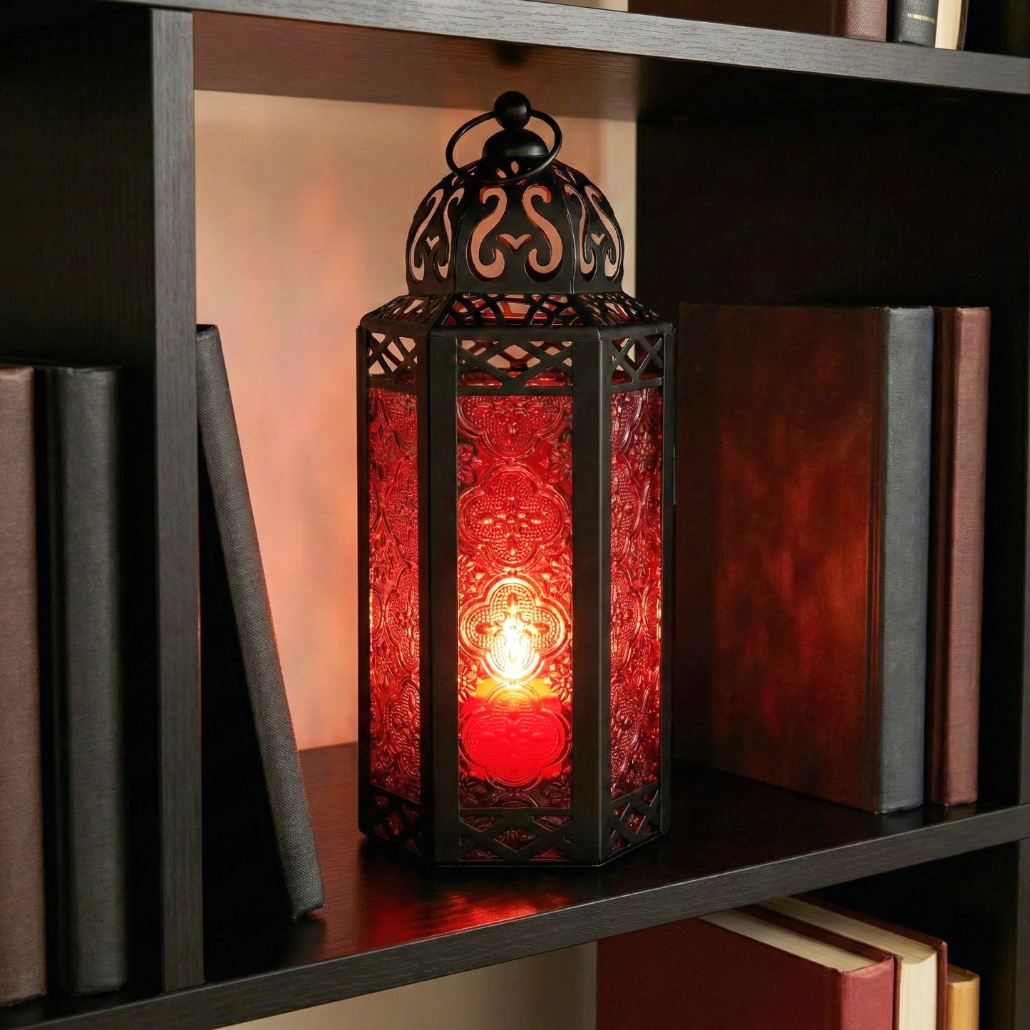 Mid Size Table/hanging Red Hexagon Moroccan Candle Lantern Holders