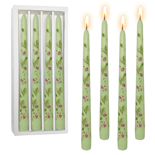 Floral Taper Candles 10 Inch Flower Candle 4pcs Spring Dripless Smokeless Colored Candlesticks Unique Pastel Long Handmade Tapered Candle Sticks for Party Wedding Home Décor