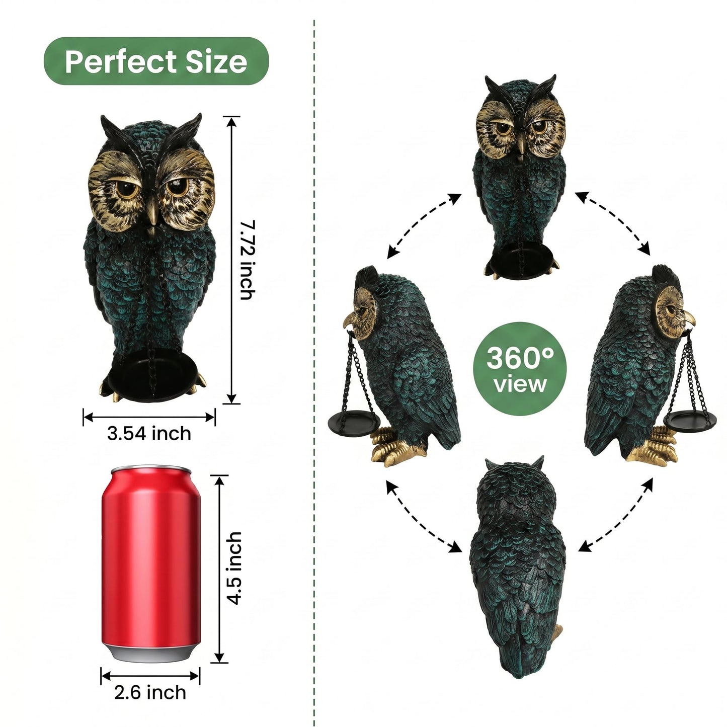 Gothic Home Decor Owl Candle Holder Tealight Stand Resin Statue for Living Room Bedroom Halloween Spooky Ornaments Unique Bird Decor Blue