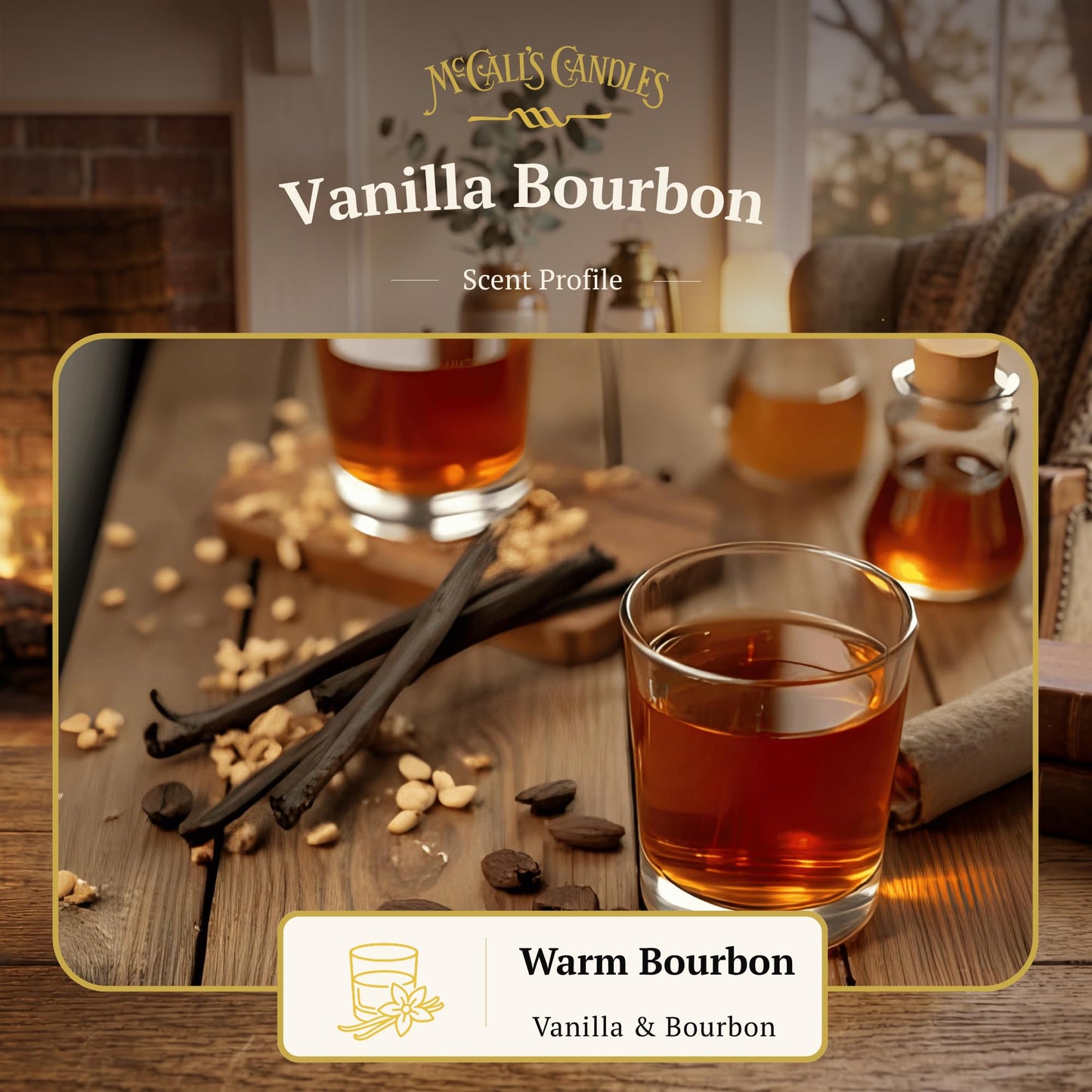 McCall’s Candles | Vanilla Bourbon | 16 oz Two-Wick Scented Candle | USA-Poured | Vintage Mason Jar with Carrying Handle | Warm Vanilla, Honey & Bourbon Fragrance
