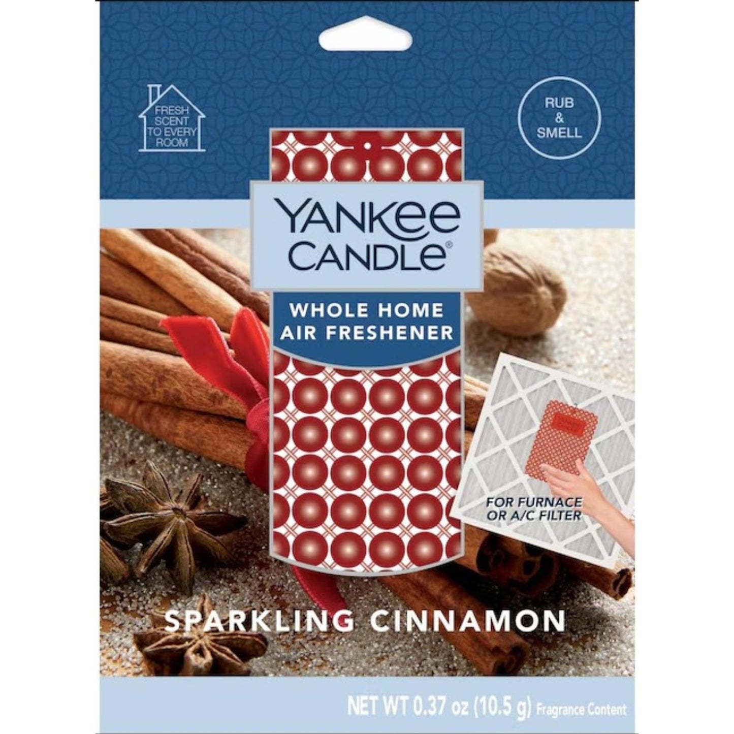 Yankee Candle Whole Home Air Freshener, Long Lasting Odor Eliminating Fragrance for Home, Continuous Room Freshener, Sparkling Cinnamon (Pack of 1)