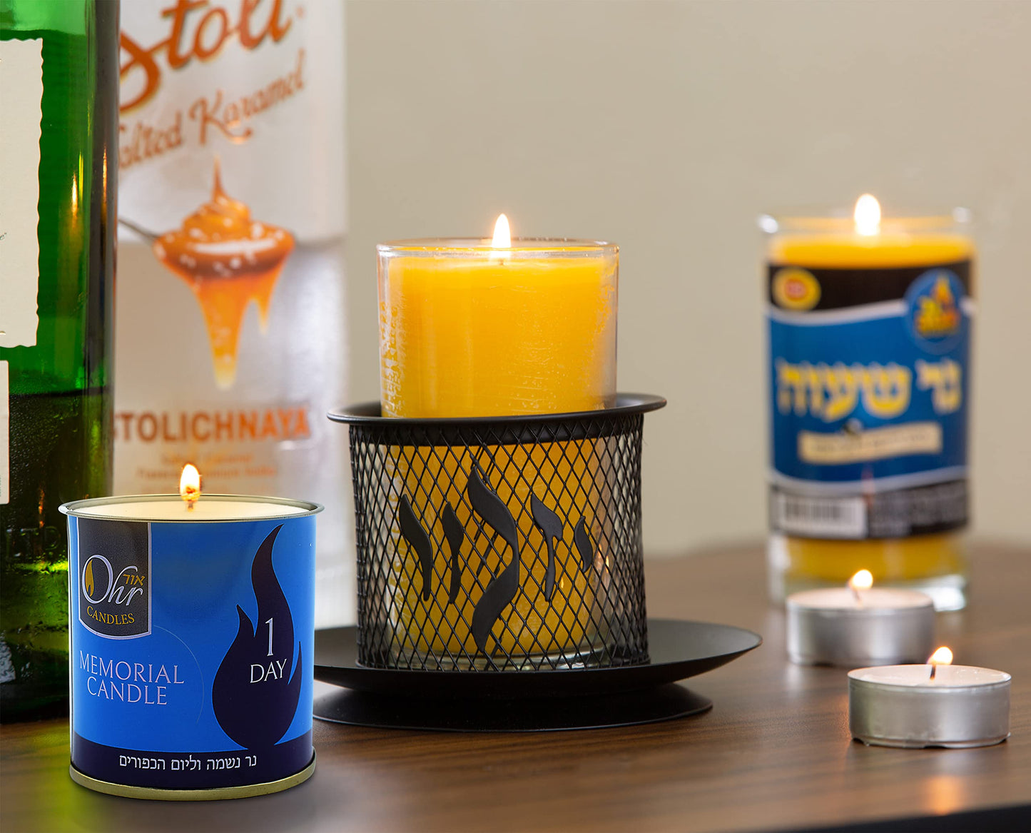 1 Day Yahrzeit Candle - 12 Pack - 24 Hour Kosher Yahrtzeit Memorial and Yom Kippur Candle in Tin Cup Holder