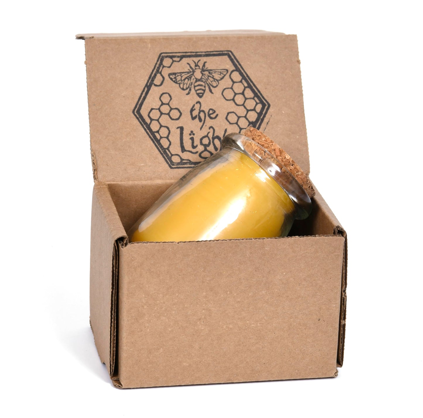 BeeTheLight Beeswax Jar Candle - 100% Pure USA Bees Wax in Glass Container with Cork Lid - Unscented - All Natural Light Honey Scent (3.3 oz w/Cork Lid, Unscented)