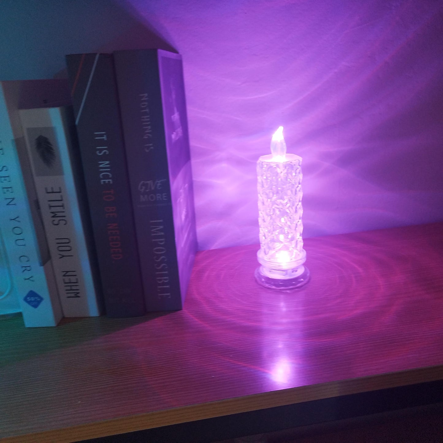klexcol Rose Shadow LED Flameless Candles(D:2.5" x H:7.2"), Rechargeable Operation, Decoracion for Valentine Wedding (4pcs)
