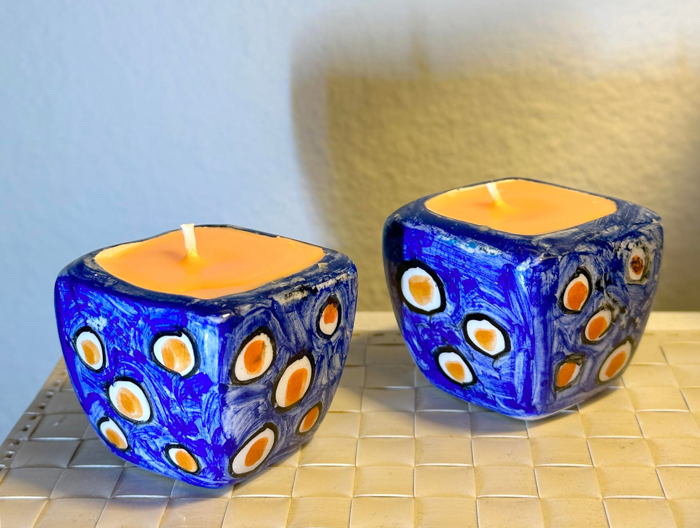 Painted Ceramic Candles - Turquoise Ceramic Jar Candles, Handmade Home Scented Candles, Classical Candle Gifts for Everybody. (turquoise1)