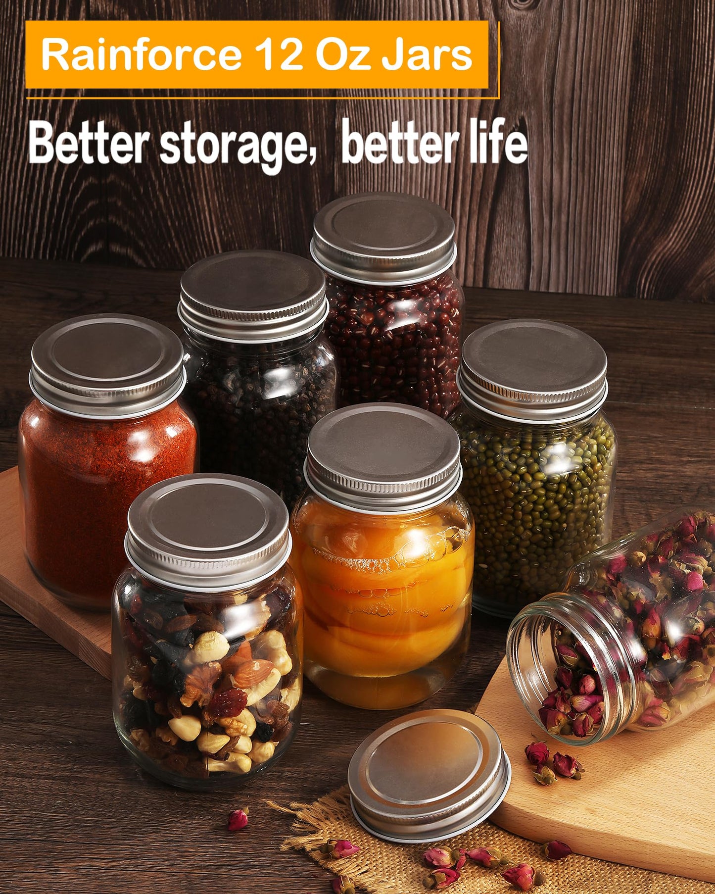 12oz Glass Jars With Lids Regular Mouth 20 Pack -Mason Jars 12 oz For Crafts, Meal Prep, Canning Jars For Food Storage Frascos De Vidrio Con Tapa Para Conservas-with 20 Chalkboard Stickers-Silver Lid