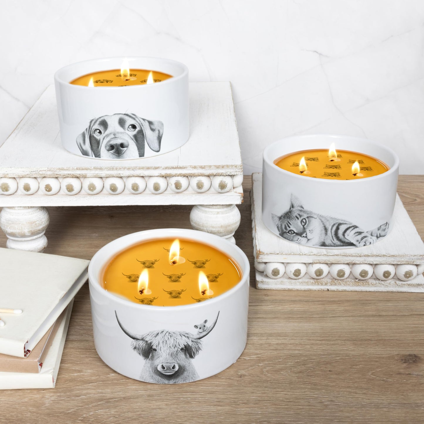 Pavilion Gift Company - Highland Cow - 10 oz Rustic Farmhouse Wax Reveal Hidden Surprise Art Work Jasmine Scented Housewarming Highland Cow Farm Animal Lover Gift