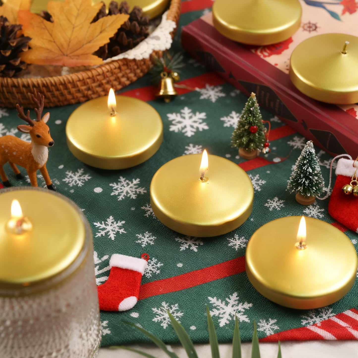 3 inch Floating Candles 36 Packs Gold Floating Candle for Centerpieces 8-9 Hours Floating Candles 3” Water Candles for Cylinder Vases, Pool, Wedding, Mother's Day