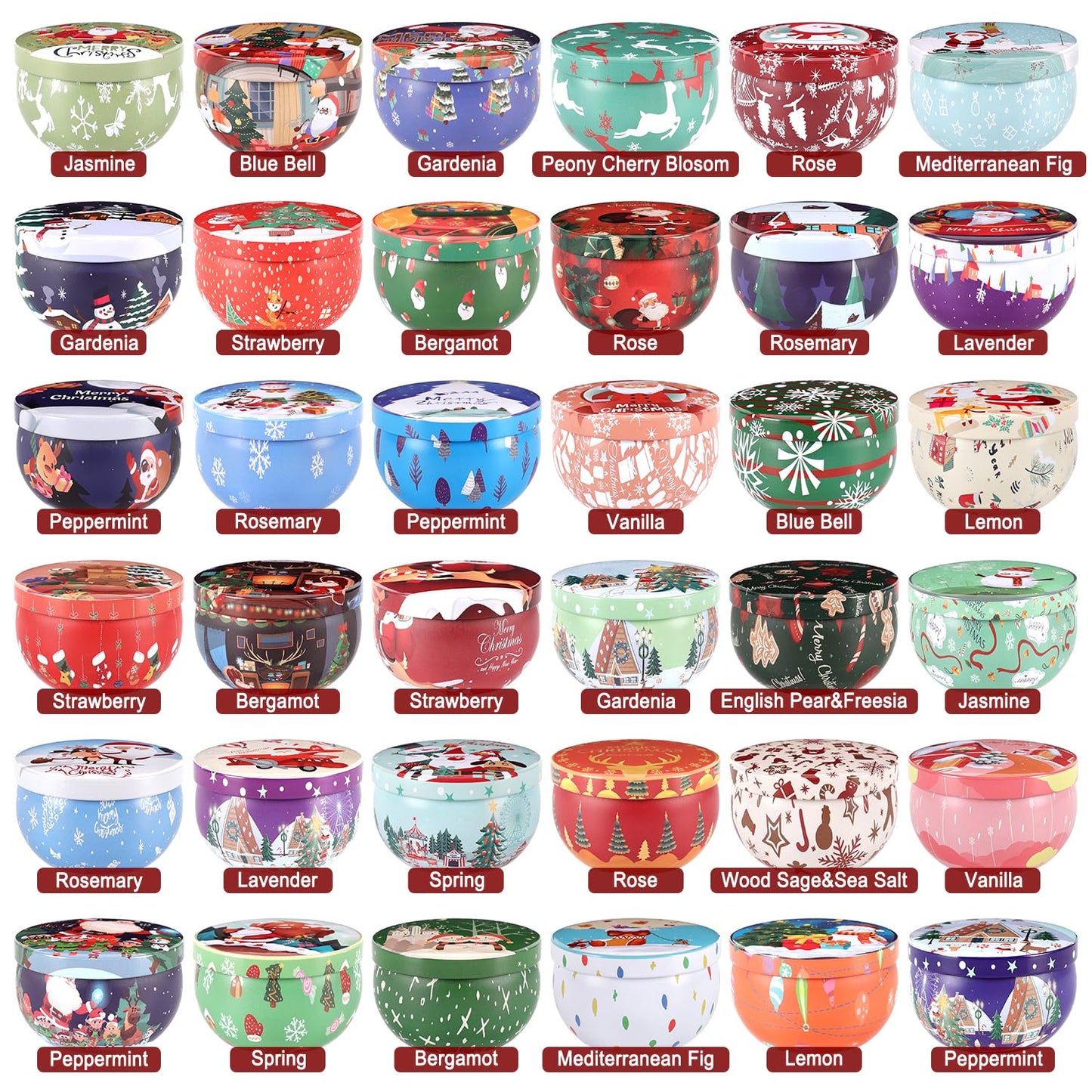 36 Packs Christmas Scented Candles Gift- Aromatherapy Candle-2.5oz Soy Wax-Long Lasting Burn time, Christmas Thanksgiving Gifts, Home Decor.