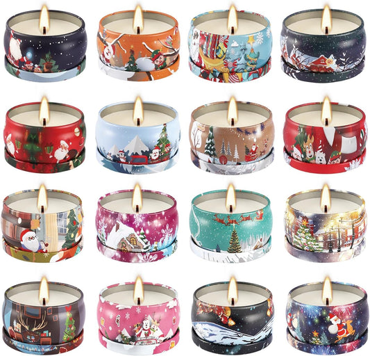 WPONSZU 16Pack Christmas Scented Candles,Candvent Calendar 2025, Gift Set 2.5oz Strong Fragrance Aromatherapy Candles,Portable Travel Tin Jar Candles Gifts for Home Scented Decoration Valentine'sDay
