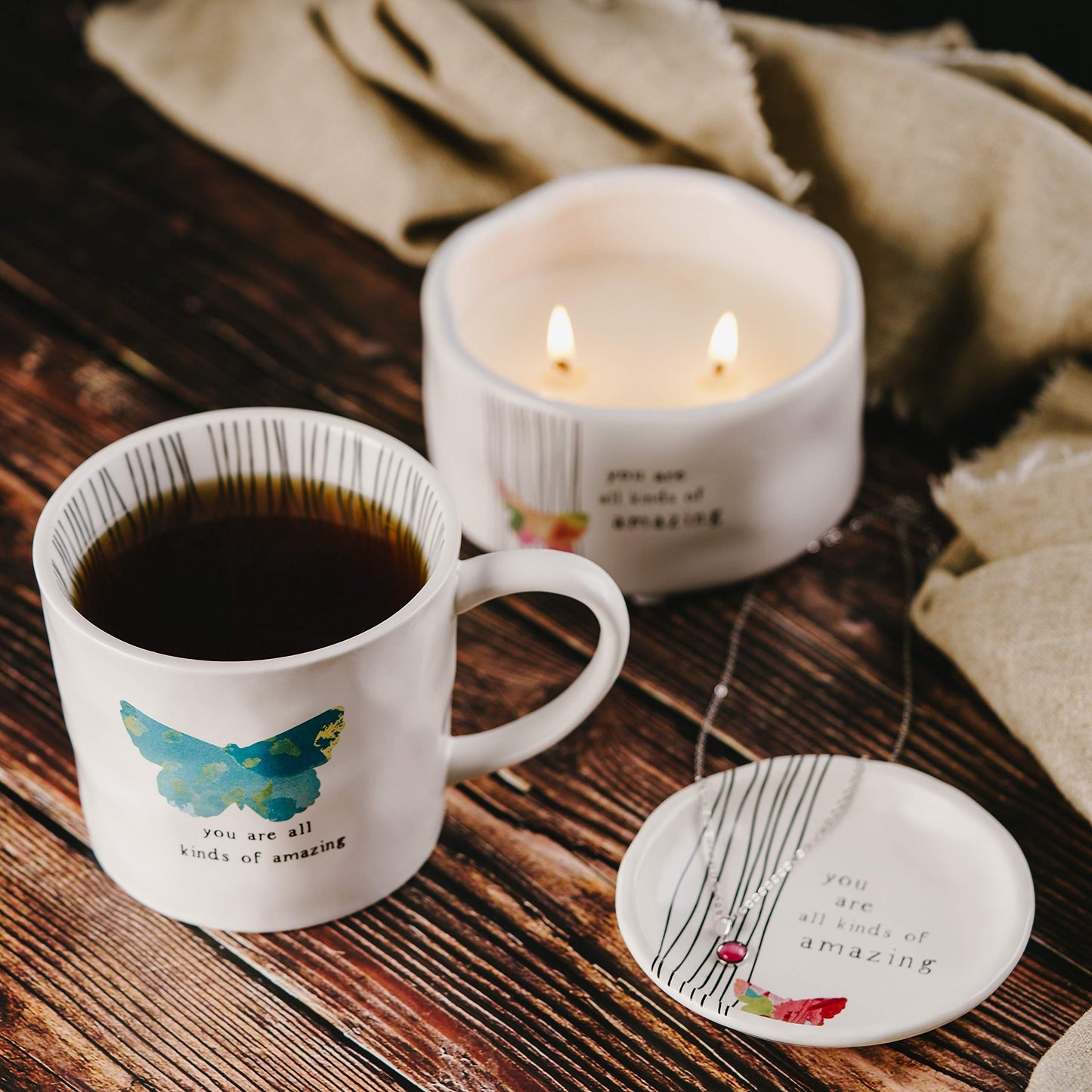 You are All Kinds of Amazing - Double Wick Butterfly Candle in Ceramic with 100% Soy Wax & Cotton Wicks - Tranquility Scent