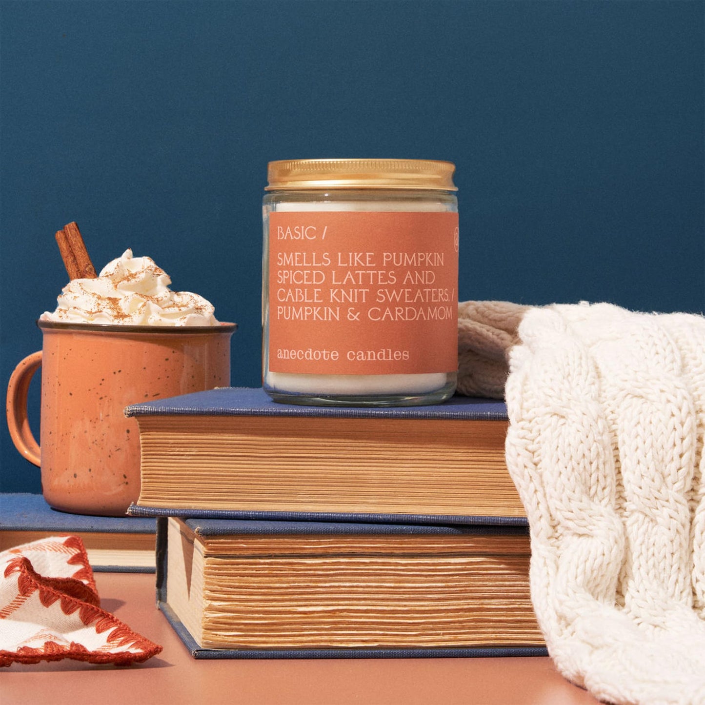 Anecdote Candles ‘Basic' Coconut Soy Wax Candle Jar | Premium Hand Poured & Long Burning | Pumpkin & Cardamom Scent | Phthalate-Free | for Home, Office, Gift - 7.8 Oz