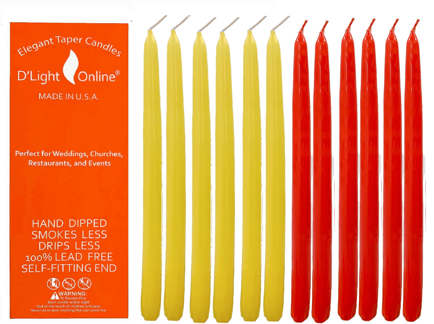 D'light Online Elegant 10" Seasonal Fall Taper Candles Premium Quality - Unscented, Hand-Dipped Tapered Candles, Dripless and Smokeless - Set of 12 (10 Inch, Contemporary Autumn)