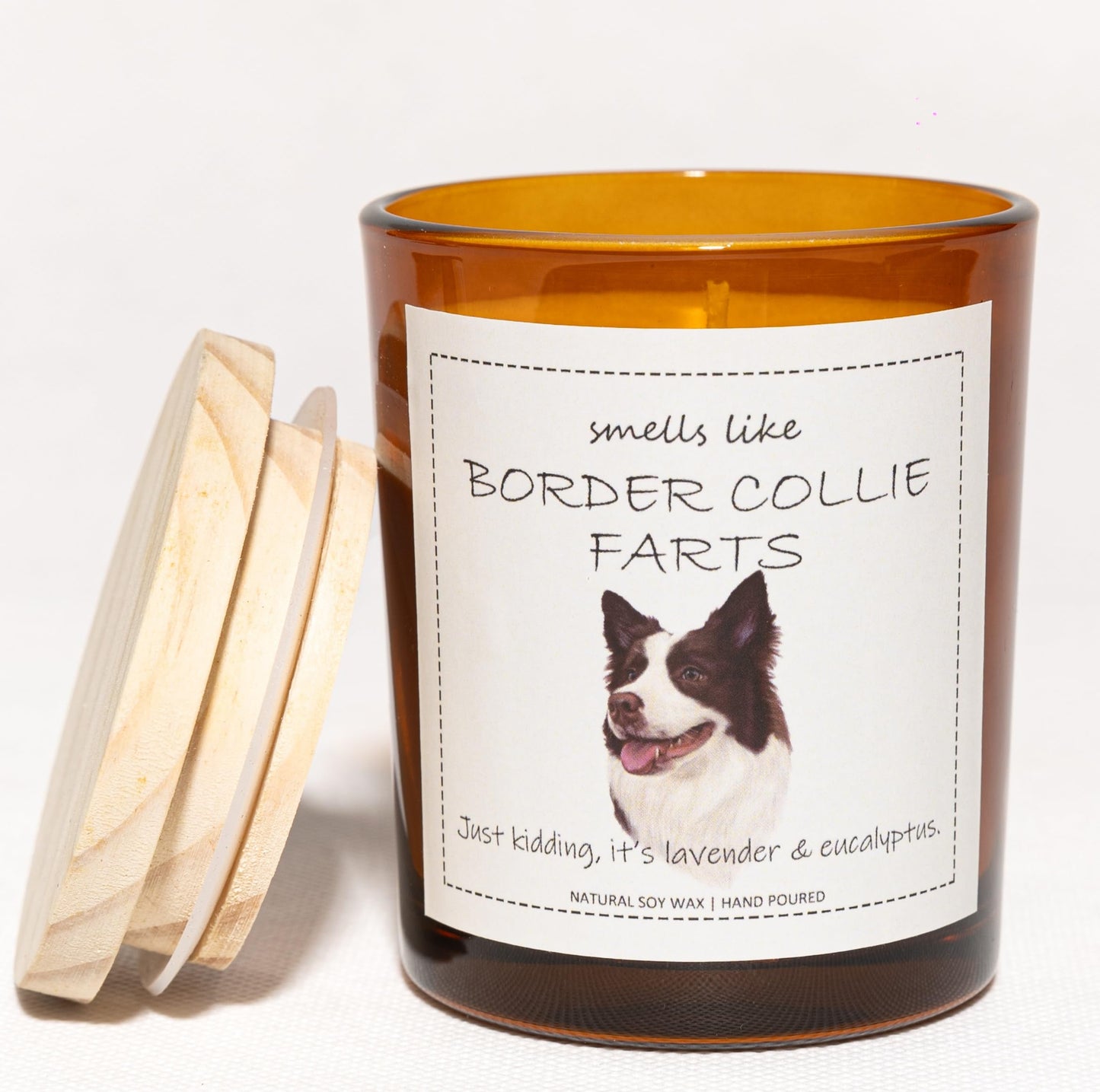 Border Collie Gifts & Decor, Dog Mom Gifts for Women, Smells Like Border Collie Farts Candle - Lavender & Eucalyptus, Crafted by Natural Soy Wax & Natural Essential Oils
