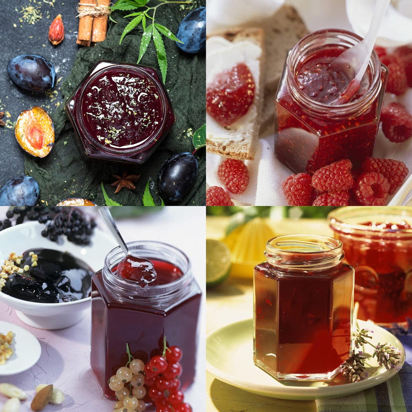 Keketin Hexagonal Glass Jam Jars with Gold Lids 6 oz,30 Pack Glass Canning Jars Food Storage Preserving Jars for Honey,Fruits Salad,Baby Foods,Spices,desserts