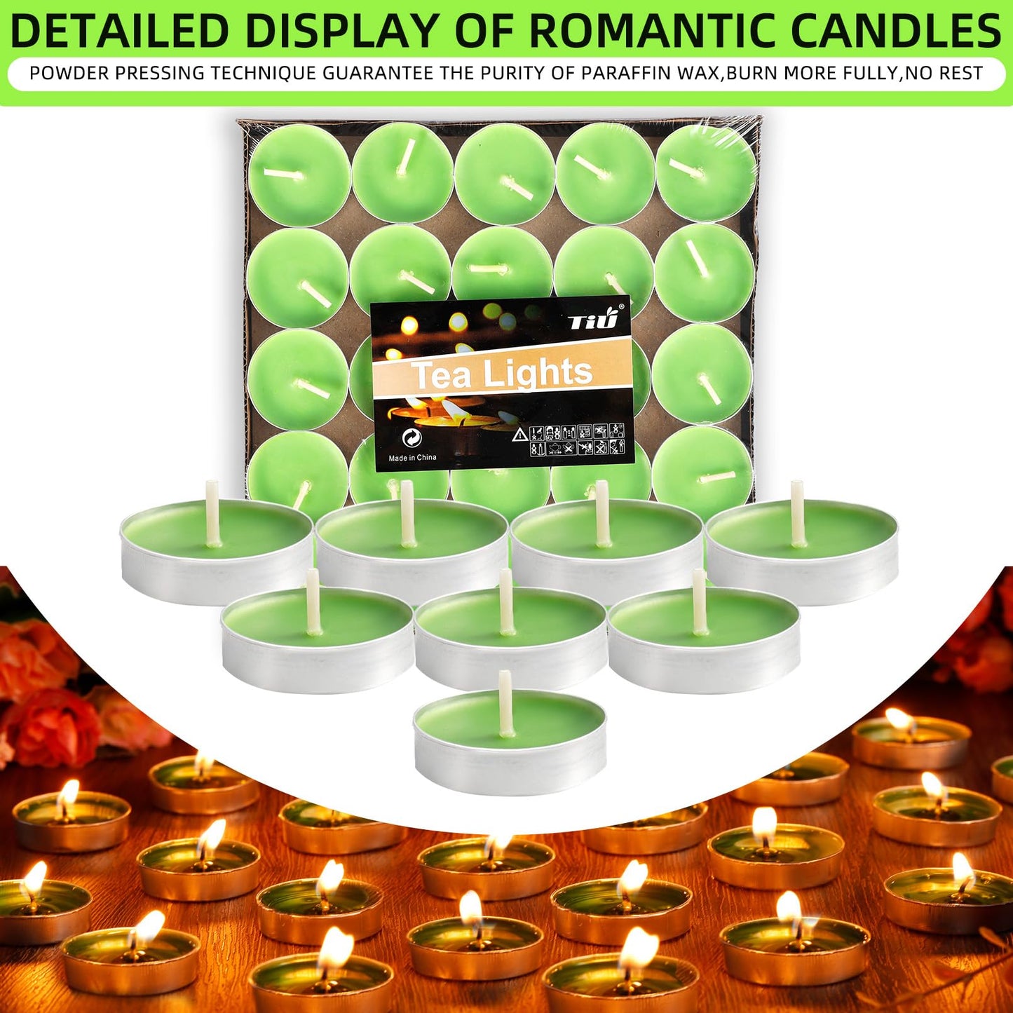 Dyrfolm 100 Pack Tea Lights Candles, Smokeless, Unscented, Dripless & Long Lasting Mini Tealight Candle, Small Tea Candle for Home Weddings Party Decoration (Yellow)