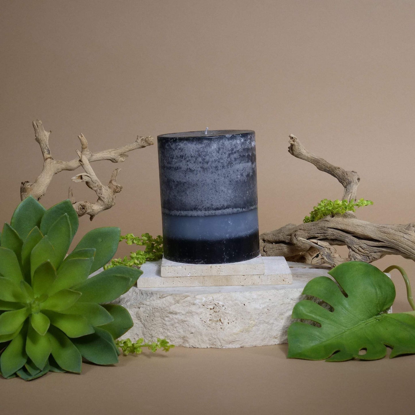 3x3 Scented Pillar Candle – Black Bamboo, Modern Spa-Inspired Fragrance, Clean Burn Decorative Pillar Candle for Home Décor, Relaxation & Gifting