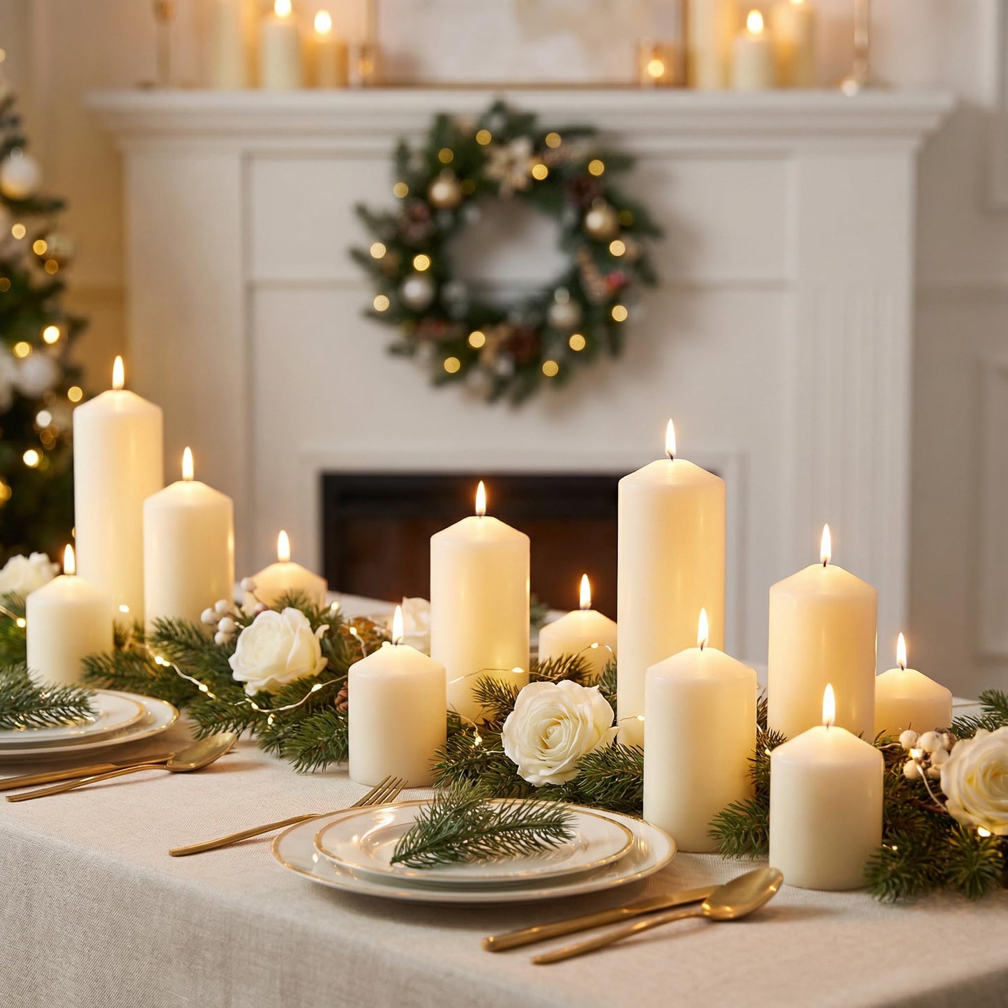 12 Pcs Individually Wrapped Pillar Candles Bulk, 2x3 2x6 2x8 Inch, Unscented Dripless Smokeless, Hurricane Candles for Wedding Party, Spa, Home Decor (12 Ivory Pointed-tip, 2 x 3/6/8 Inch)