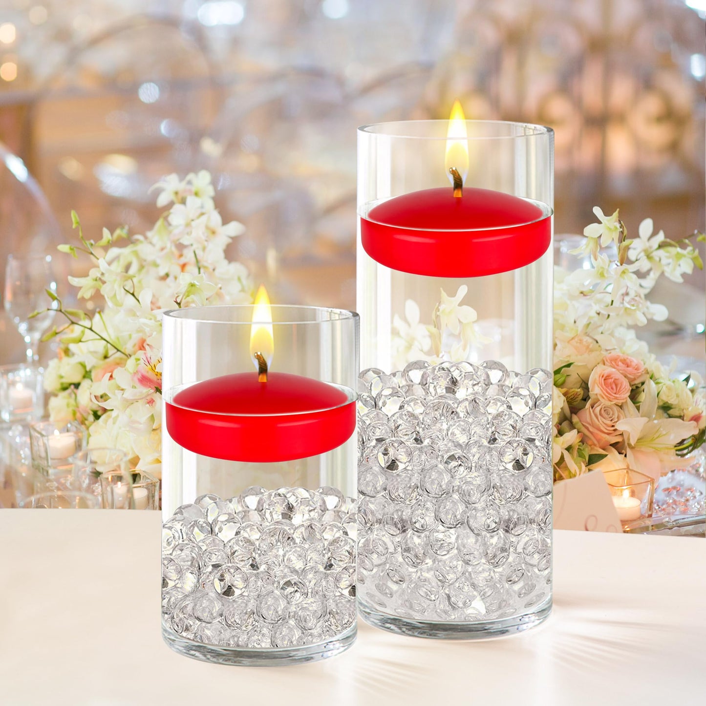 Mega Candles 24 pcs Unscented Red Floating Candles, Hand Poured Wax Candle 3 Inch Diameter, Home Décor, Wedding Receptions, Occasions, Festivities, Events, Meditations, Tranquility, Spa
