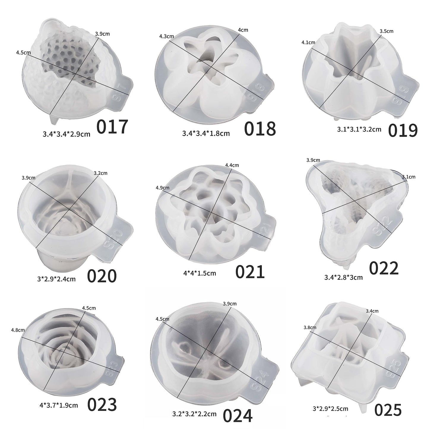 18 Pack Flower Succulent Candle Molds Peony Rose Resin Casting Silicone Molds for Home Decor & Candle Making Wave Spiral Mold