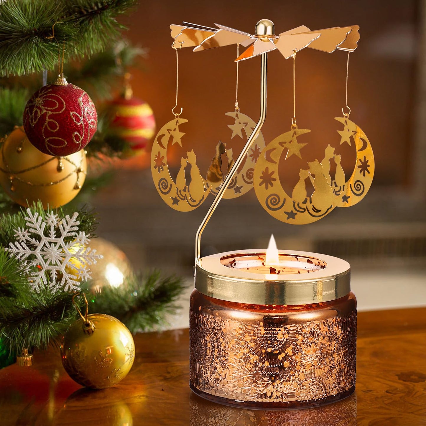 Cat Candle Gifts for Women, Birthday Gifts for Mom Daughter Sister Wife, Unique Gift for Friends Women, Rotatable Scented Candles Gift for Christmas Anniversary Mothers Day (Moon and Cat)