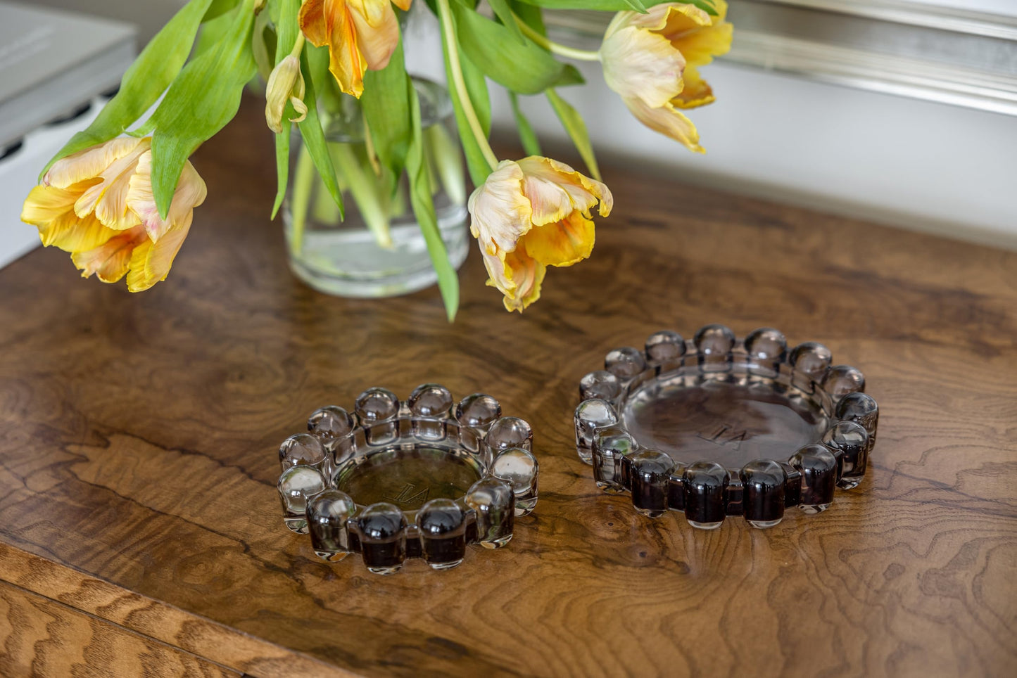 Alice Lane Original Bubble Candle Dish Large – Chic Smoky Glass Candle Dish for Home Decor – Decorative Modern Candle Holder for Small Candles & Diffusers