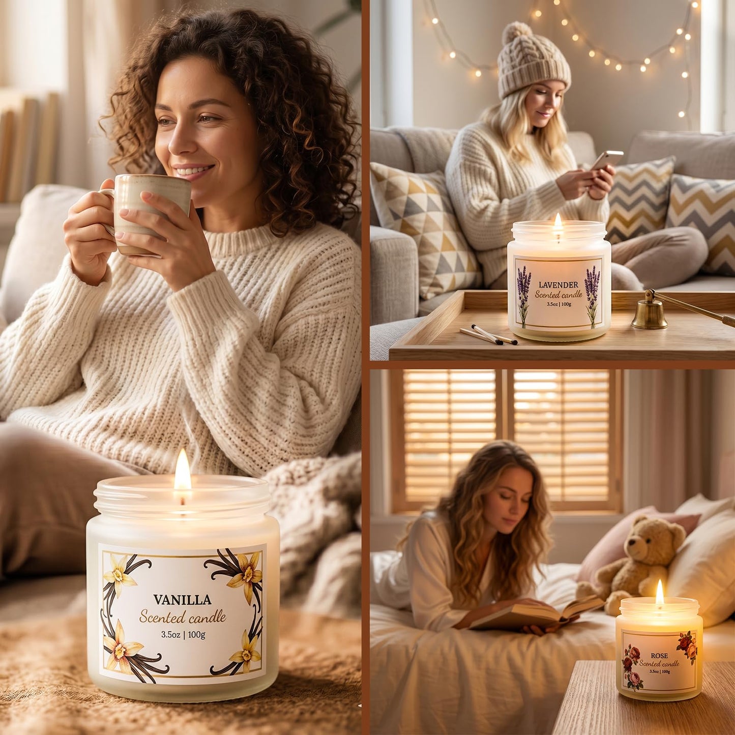 Aeraroma Scented Candles for Women, Floral Soy Candles for Home Scented, 6 Pack Relaxing Candles for Women Stress Relief, Aromatherapy Candles Gifts for Woman Birthday Anniversary Bath Yoga