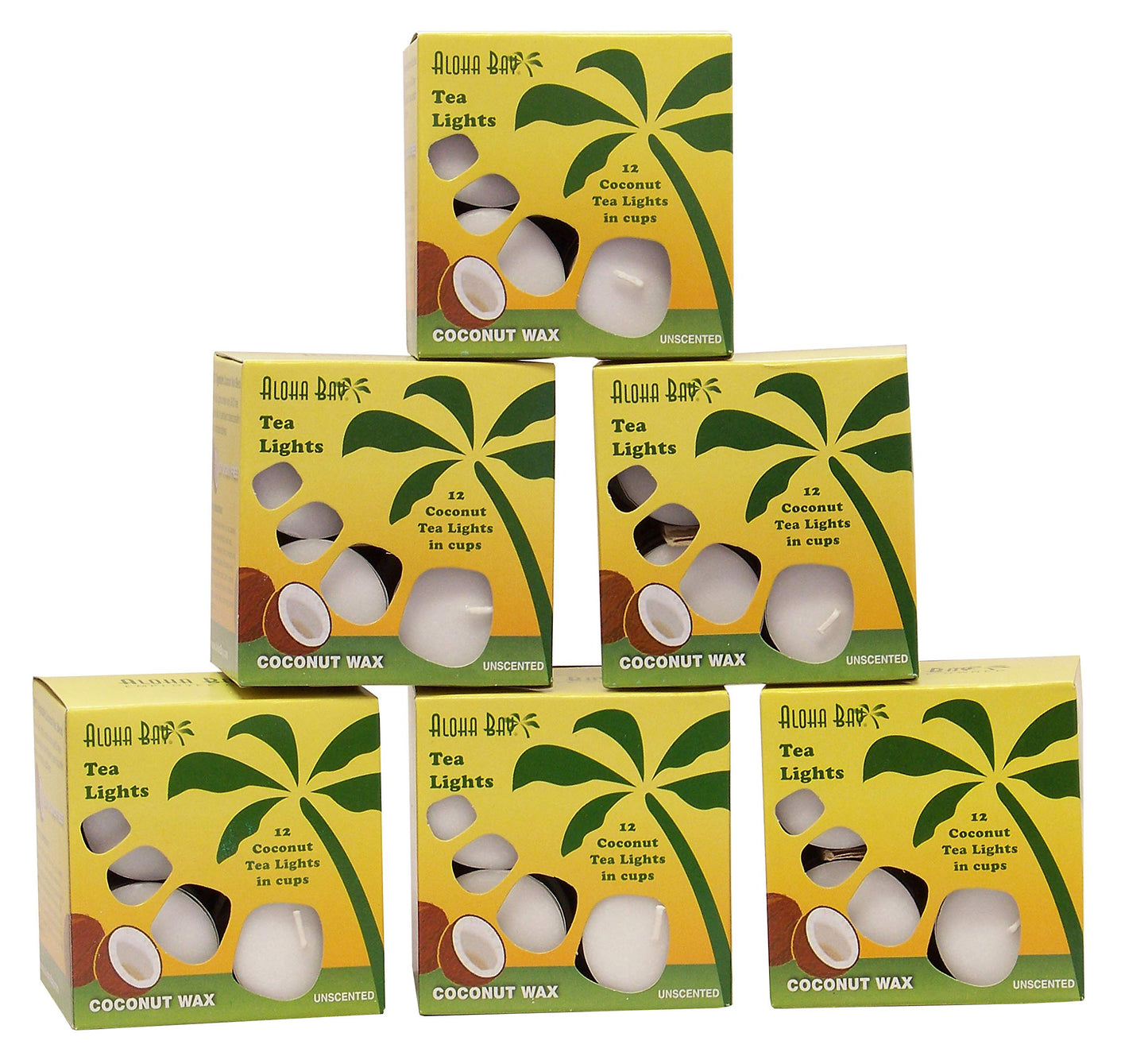 Aloha Bay - Coconut Wax Tealight Candles - Unscented Candles that Burn Completely with No Wax Left Behind | Long-Burning Tealights, & Ideal for Accent Lighting | 72 pcs | White
