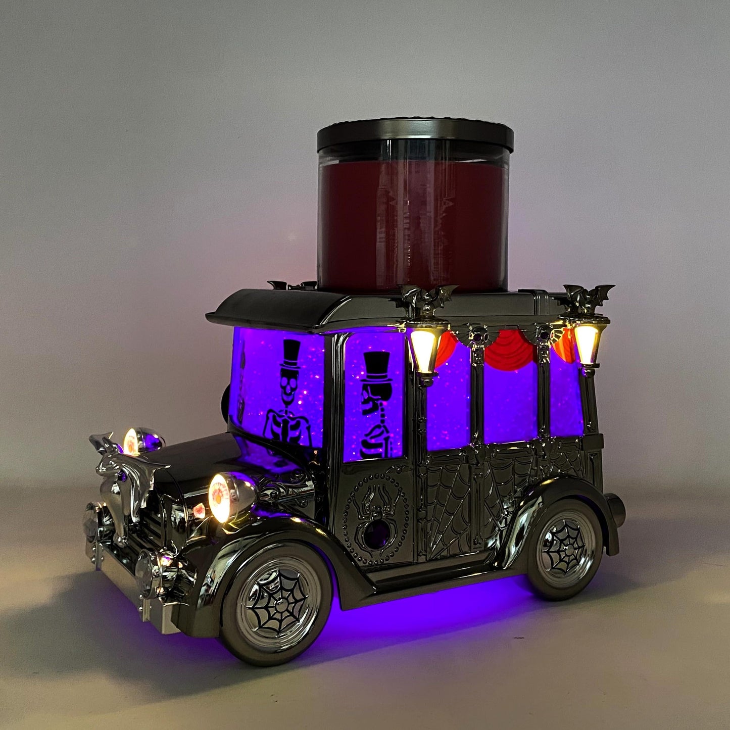 Bath & Body Works Light-Up Hearse Waterglobe 3-Wick Candle Holder with a Natural Oats Sample Soap